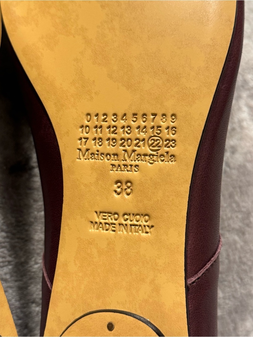 Maison Margiela Burgundy Leather Tabi Ballet Flats Women’s Size EU 38 US 8 - Picture 8 of 8